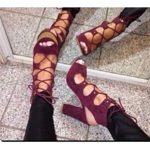 Lace up chunky heels